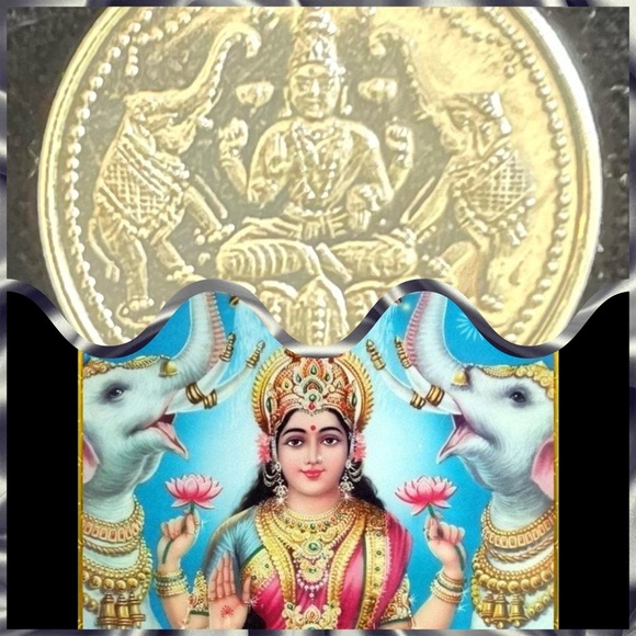 Sterling Silver Coin with Hindu Prosperity Deity Lakshmi- Made in India - Picture 1 of 6